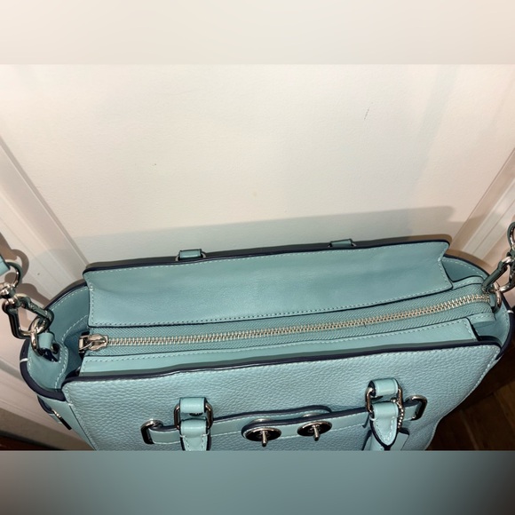 Coach Blake 25 Crossbody Satchel Pool Blue Pebbled Leather F55665 -Swagger Style - Picture 7 of 15